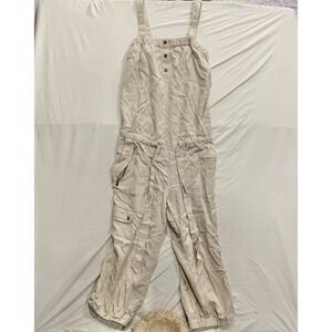 Vintage Y2K Cache Sleeveless‎ Tan Khaki Waist Tie Utility Jumpsuit Size Small